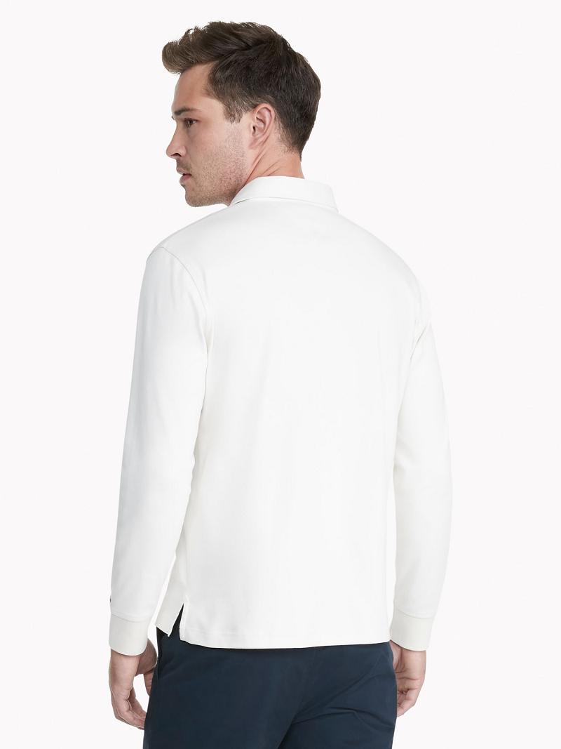 Férfi Tommy Hilfiger Regular fit long-sleeve pocket Polos Fehér | HU 1083CTV